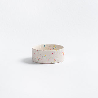 Set of 2 White Medium stoneware ceramic Pet Bowls — Party Collection