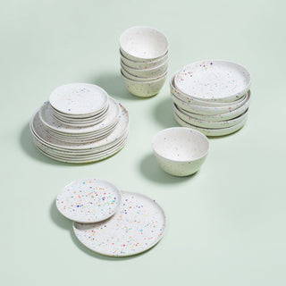 Set of 30 White stoneware ceramic Dinnerware — Party Collection