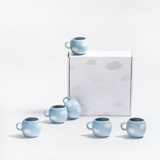 Set of 6 Espresso Ball Mugs stoneware ceramic — Cloud Collection Gift Box