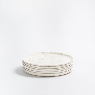 Set of 6 White Salad Plates 8.9" stoneware ceramic — Party Collection