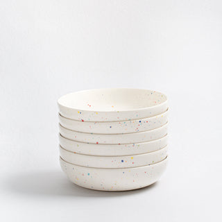 Set of 6 White Pasta Plates 8.3" stoneware ceramic — Party Collection