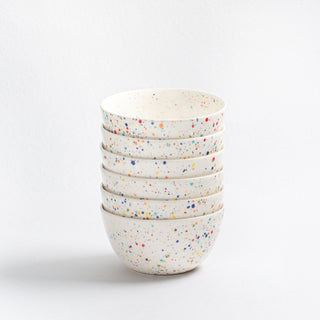 Set of 6 White Bowls 6.3" stoneware ceramic — Party Collection