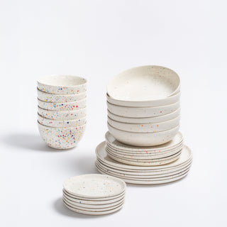 Set of 30 White stoneware ceramic Dinnerware — Party Collection