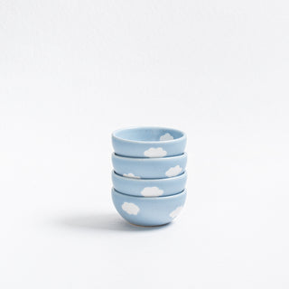 Set of 4 Blue Mini Bowl 4" stoneware ceramic —  Cloud Collection