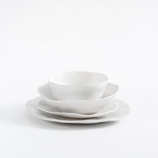 Set of 16 White stoneware ceramic Dinnerware — Pure Collection