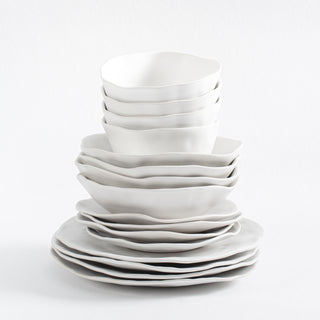 Set of 16 White stoneware ceramic Dinnerware — Pure Collection