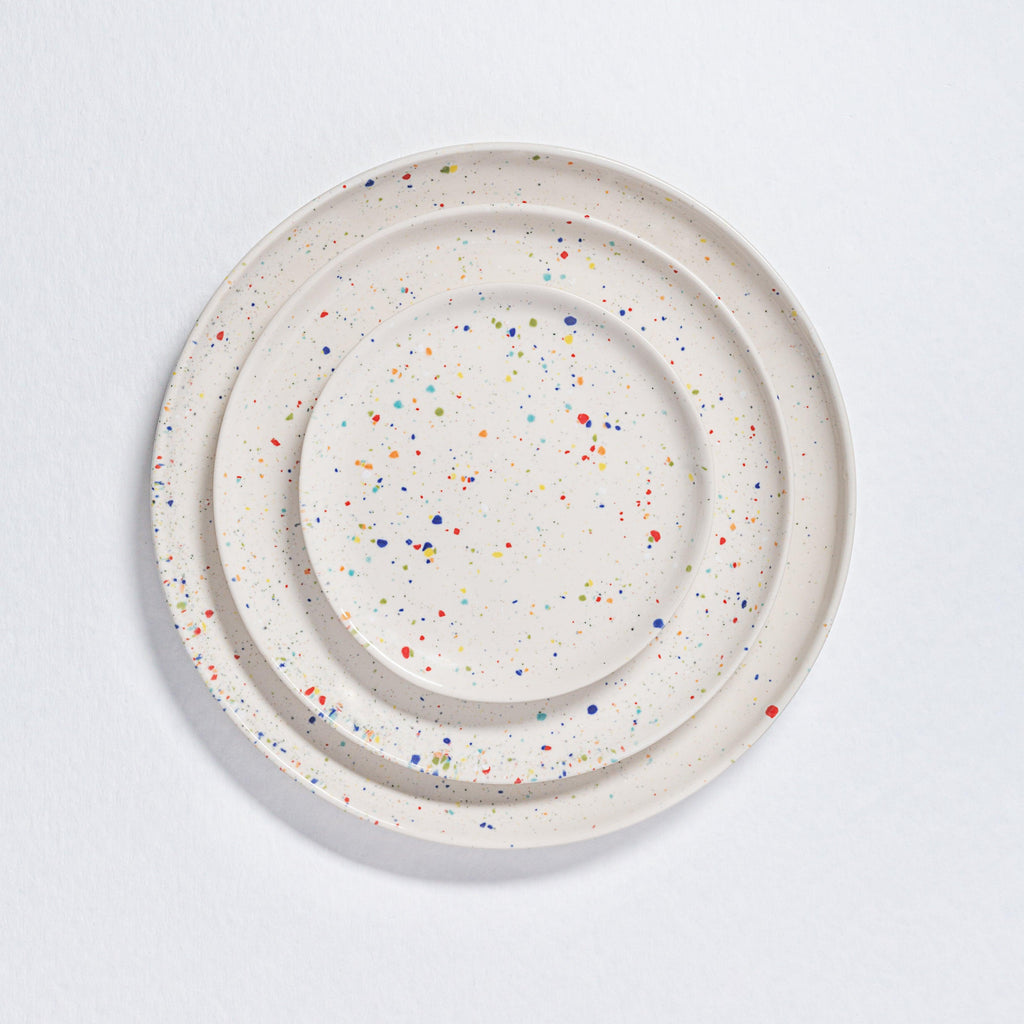 Set of 6 White Salad Plates 8.9" stoneware ceramic — Party Collection