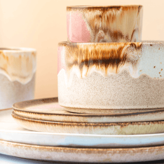Set of 4 Bowls 5.1" stoneware ceramic — Melting Ice Cream Collection