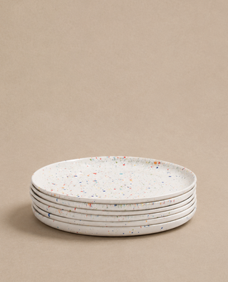 Set of 6 White Salad Plates 8.9" stoneware ceramic — Party Collection