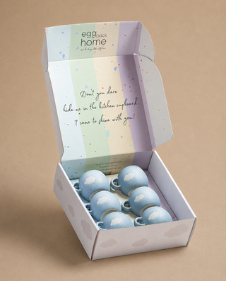 Set of 6 Espresso Ball Mugs stoneware ceramic — Cloud Collection Gift Box