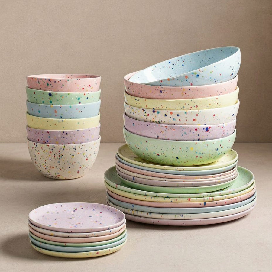 Set of 30 Colors stoneware ceramic Dinnerware — Party Collection