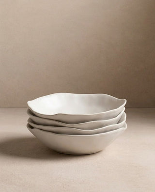 Set of 16 White stoneware ceramic Dinnerware — Pure Collection