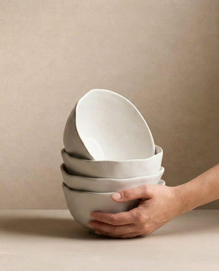 Set of 16 White stoneware ceramic Dinnerware — Pure Collection