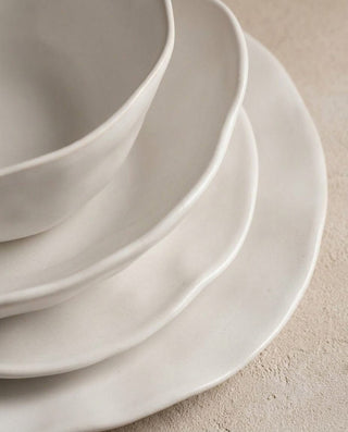 Set of 16 White stoneware ceramic Dinnerware — Pure Collection