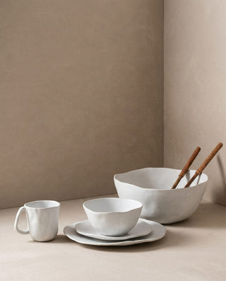 Set of 16 White stoneware ceramic Dinnerware — Pure Collection