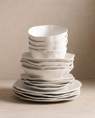Set of 16 White stoneware ceramic Dinnerware — Pure Collection